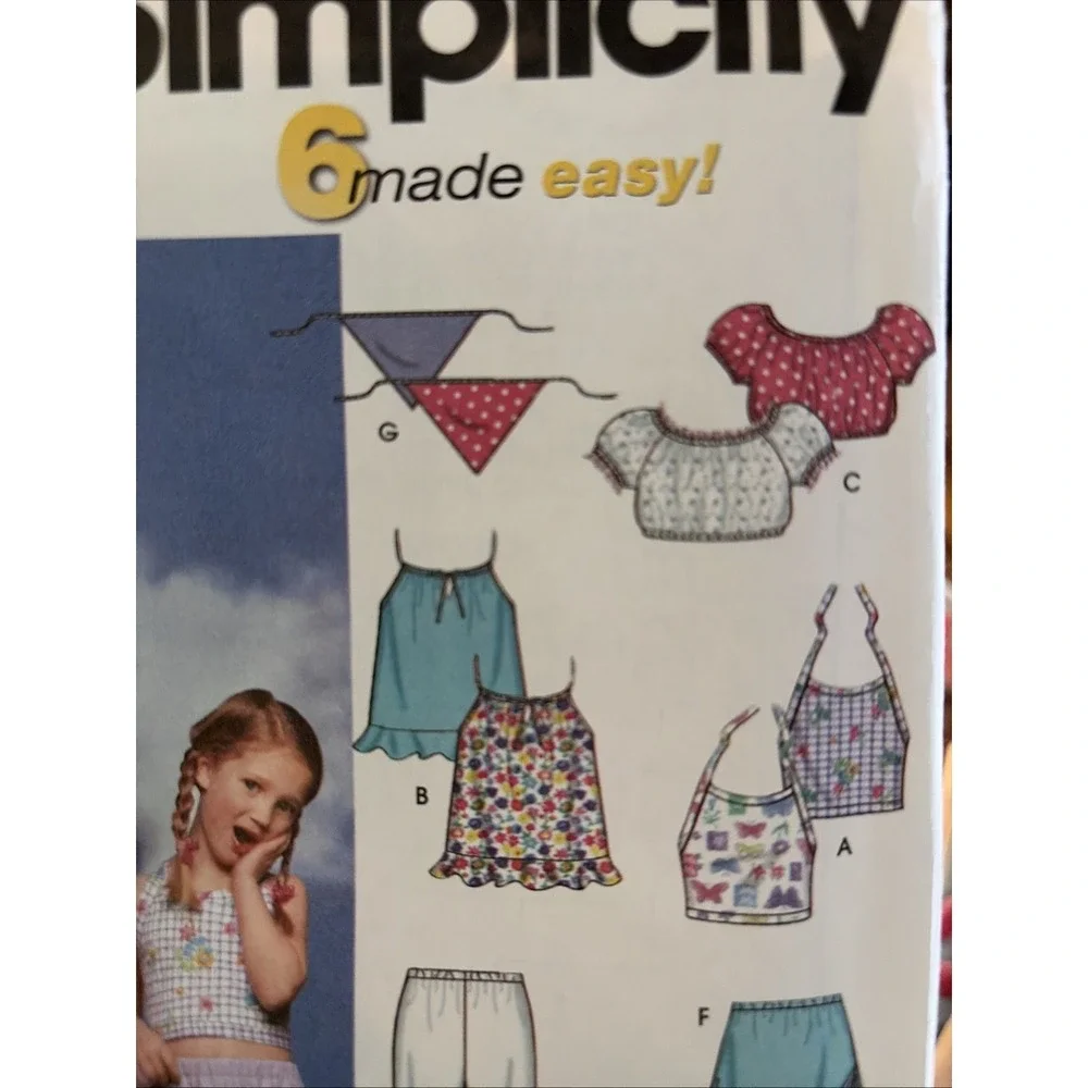 Simplicity Pattern 9797 Child's 6 Easy Tops Pants Shorts Skort Scarf 7-14 Uncut